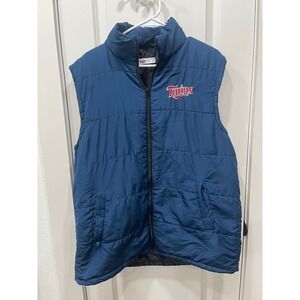 Mens Minnesota Twins Puffer Vest Zip Up Blue Embroidered Logo Outerwear Size XL